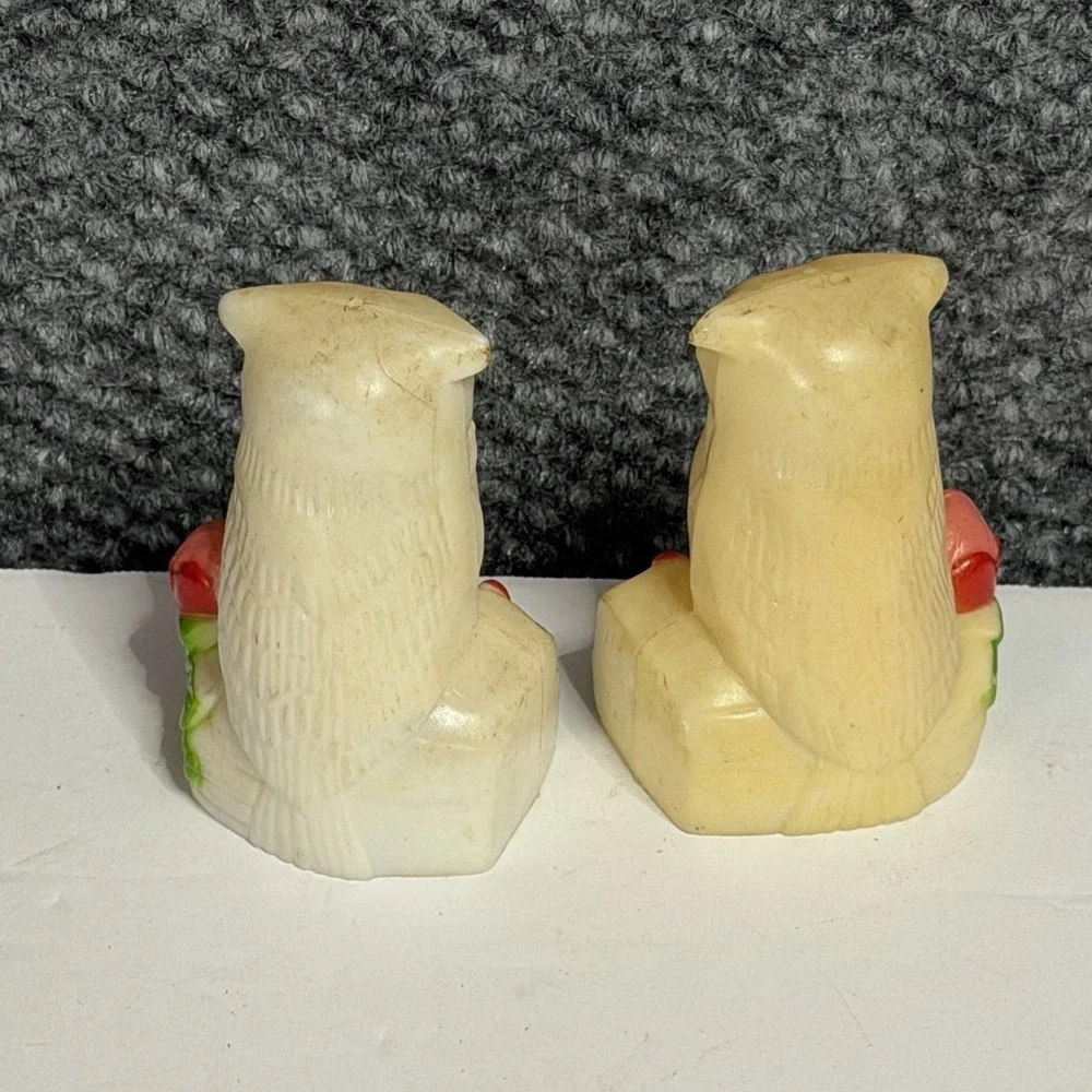Vintage Yellow Plastic Owl Salt and Pepper Shakers Hong Kong 3